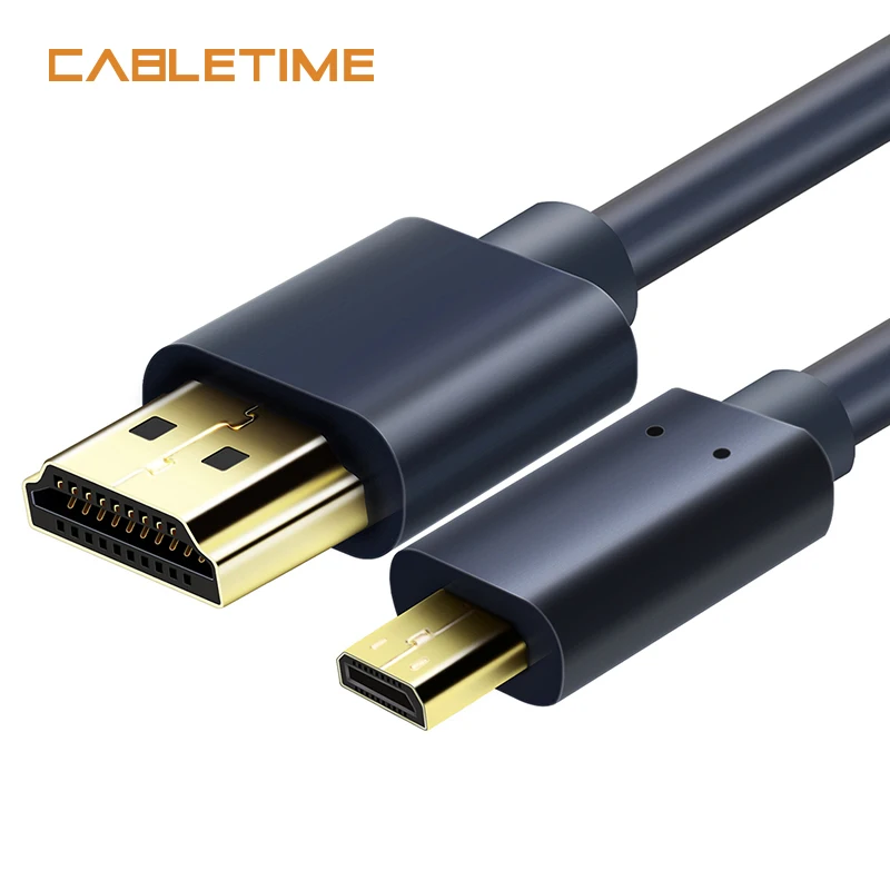 Cabletime Micro HDMI to HDMI Cable Gold Plated Bi directional HDMI