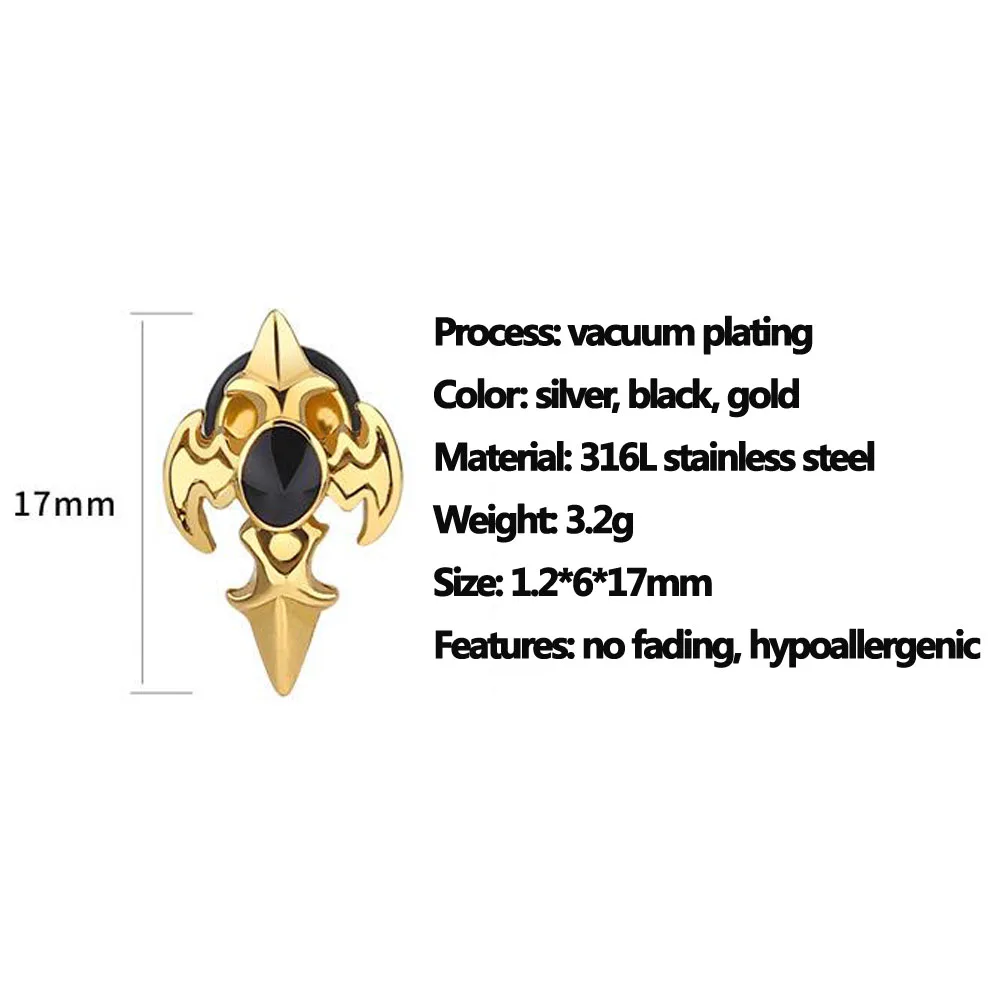 Мужские серьги, Модный золотой крест, ювелирные аксессуары, винтажные серебряные ювелирные изделия из нержавеющей стали, мужские черные серьги-гвоздики для женщин мужчин