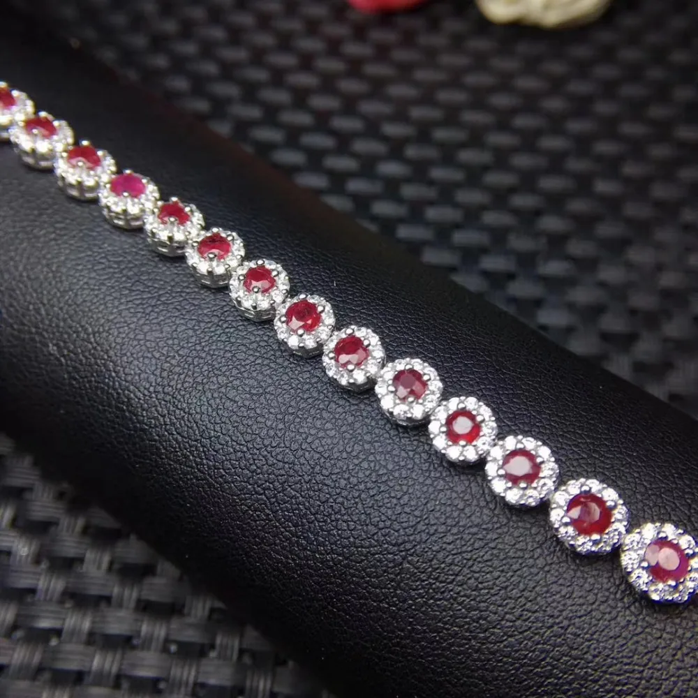 Bracelet en rubis rouge naturel avec pierres précieuses naturelles luxueux Bracelet en tournesol ro