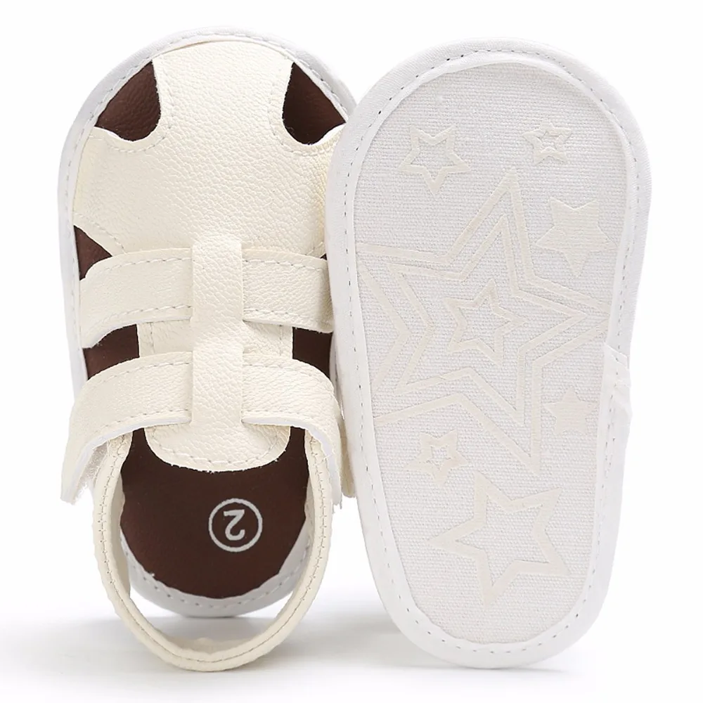 Puseky/Летняя обувь для маленьких мальчиков; мягкие сандалии для маленьких мальчиков; кожаные дышащие отверстие; детские тапочки для новорожденных; сандалии; пляжная обувь
