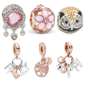

AIFEILI Charm Girl Personality Bead Pendant Original Necklace DIY Fit Pandora Bracelet Original Shine happy Gold DIY