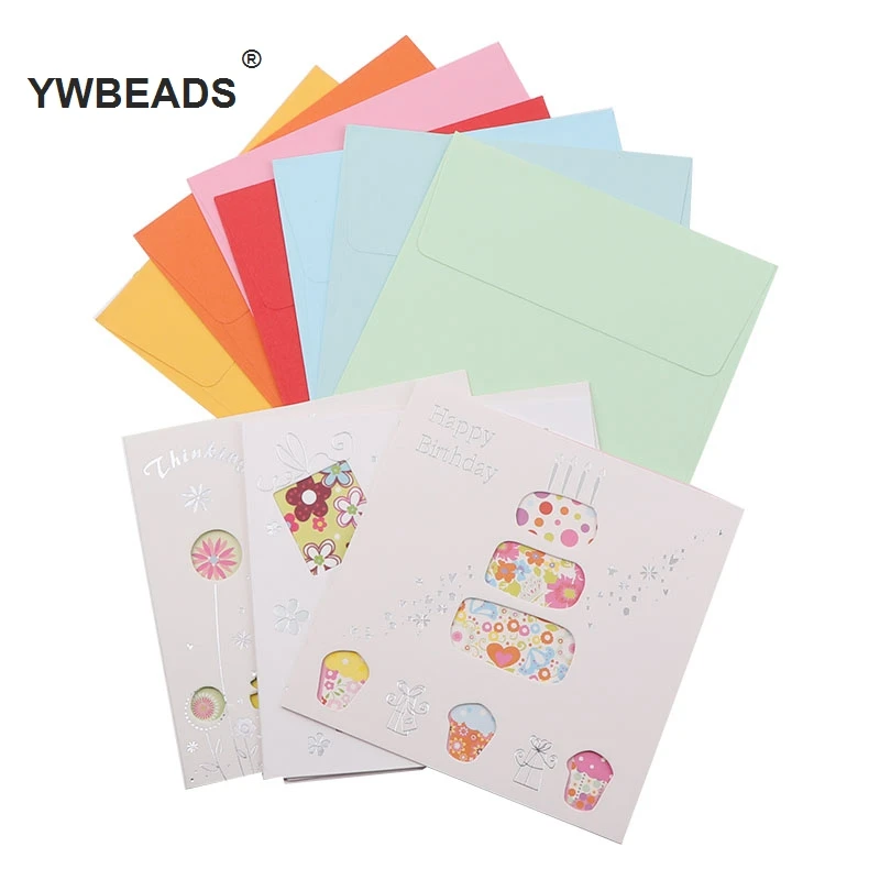 6card 6envelope lot cartoon mini greeting card thank thank you card envelope