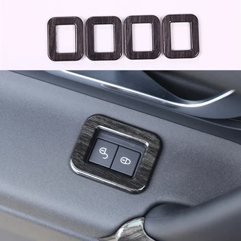 

4pcs Chrome car accessories interior Wood Grain Door Lock Buttons Cover Frame Trim FIT For Land Rover Discovery Sport 2015-2018