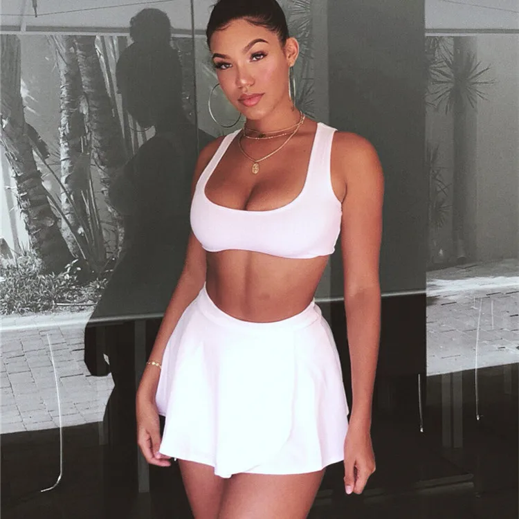 Сплошной квадратный вырез сексуальный комплект из двух частей Bodycon платья для