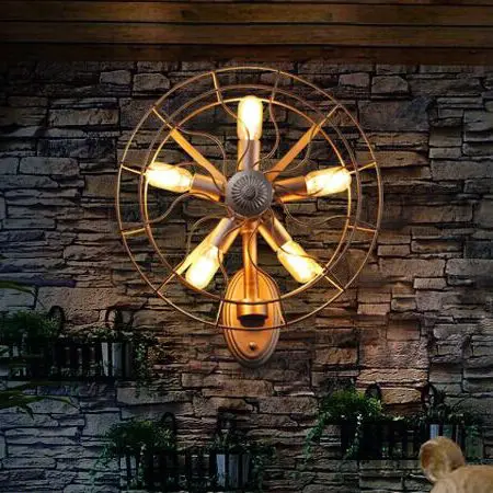 Novelty Retro Loft Vintage Old Fan Wall Lamp Sconces Novelty Retro Loft Vintage Old Fan Wall Lamp Sconces Nordic Home Lighting Fixture 5 Light