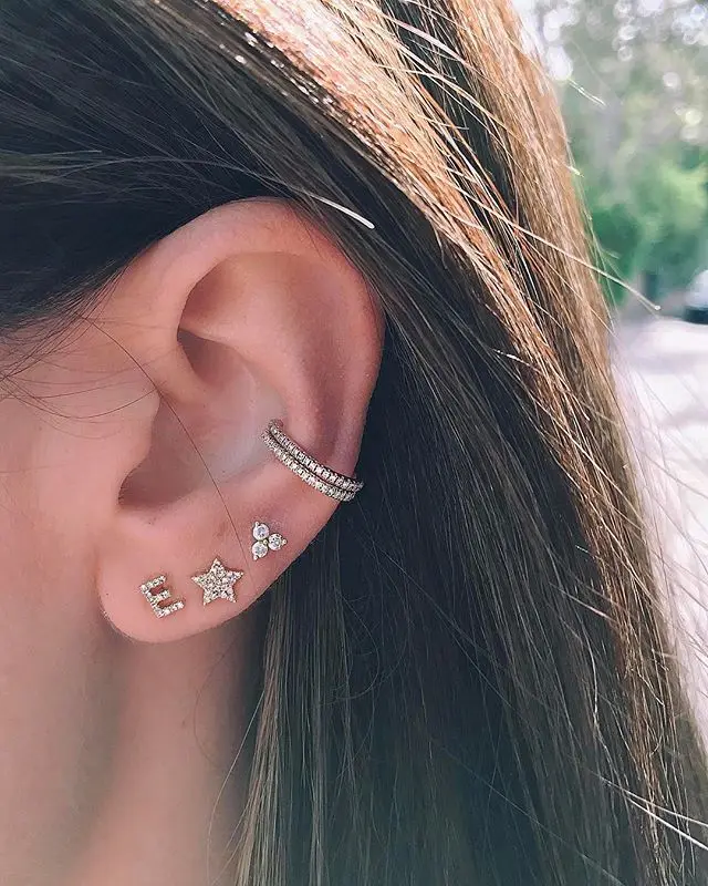 

2019 New arrived unique design Star stud star plate earring christmas gift jewelry 925 sterling silver high quality paved cz