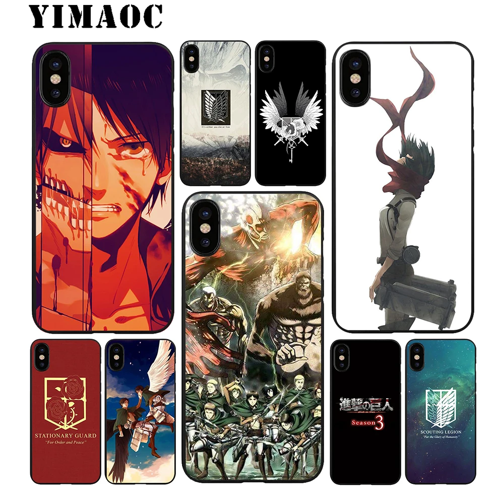 YIMAOC Attack on Titan 3 сезон Мягкий ТПУ Черный силиконовый чехол для iPhone X или 10 8 7 6 6S Plus 5 5S