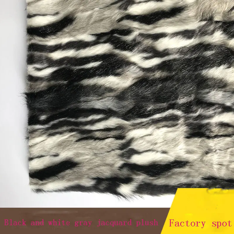

Autumn and winter faux fur, black and white, gray jacquard shoes, plush fabric