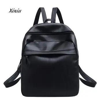 

Women's Leather Backpack Fashion Satchel Travel School Shoulder Bag Student School Book Bags Rucksack Simple Large Capacity Bags
