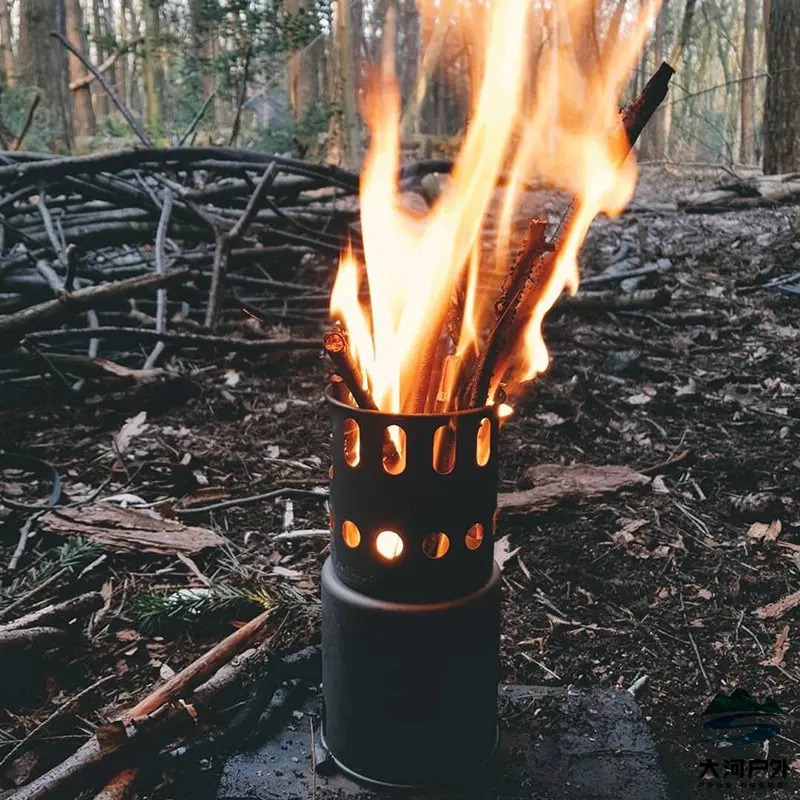 TOAKS Outdoor Camping Hiking Backpacking Ultralight Titanium Wood Stove Burning Stove (Large) Outdoor Titanium Ti Cooking System