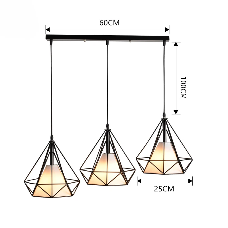 Современный промышленный подвесной светильник из кованого железа черный железный птичья клетка светильник ing Скандинавская пирамидальная лампа в стиле лофт металлическая клетка потолочный светильник - Цвет корпуса: black 3pcs long cup