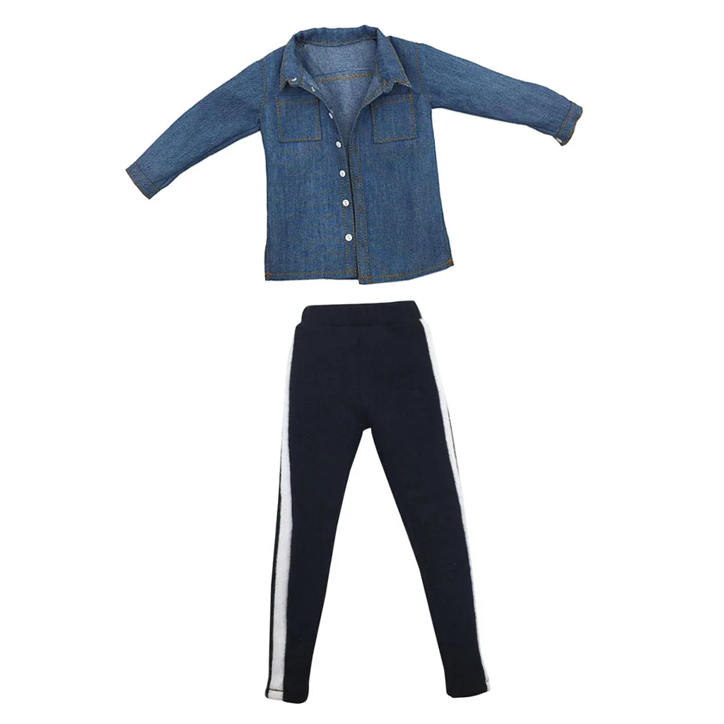 1:6 Men Side-striped Pants + Shirt Coat Cloth for 12inch Figure Doll Toys