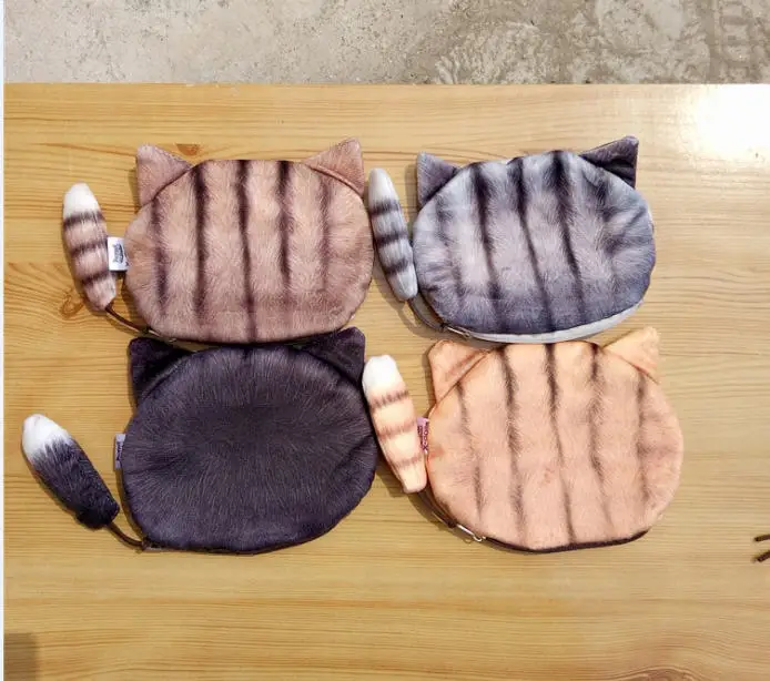 Кошелек для мелочи с кошкой и хвостом детский бумажник симпатичная сумочка
