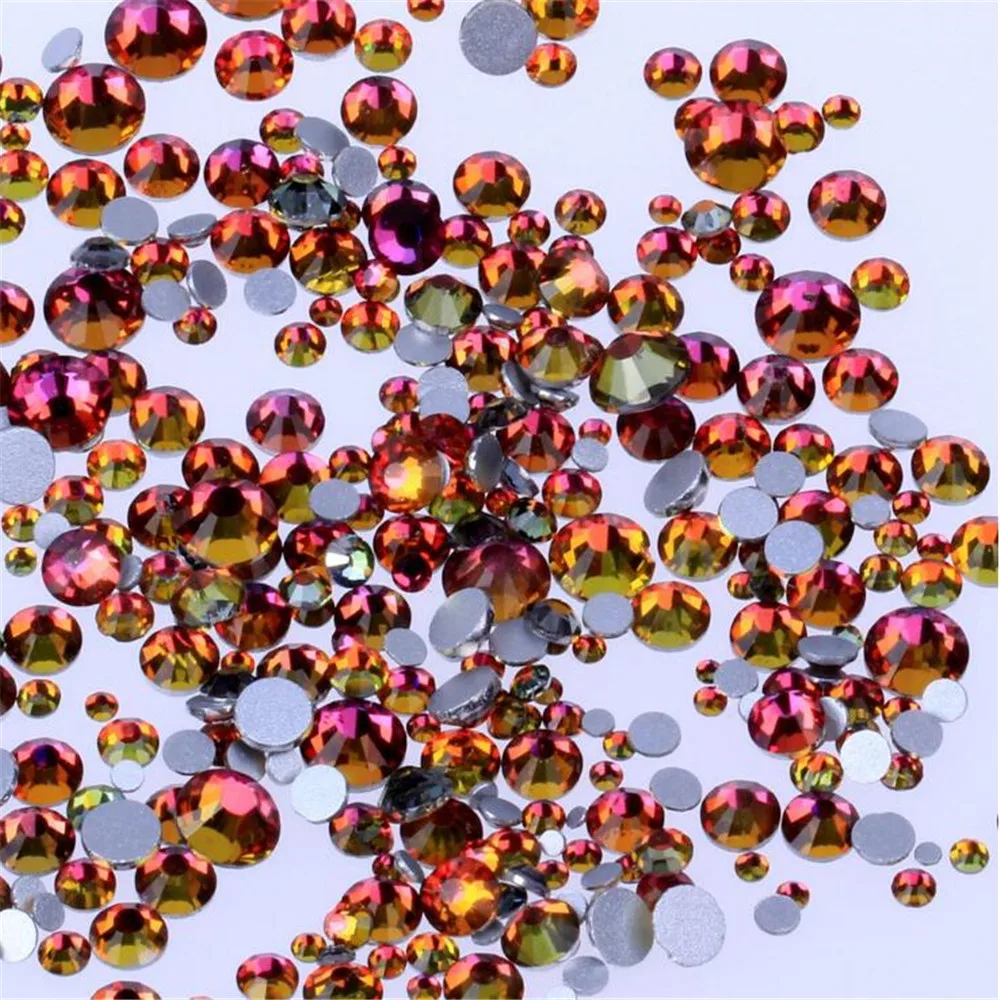 

SS3-SS34 Size Select Loose Red Flame Rainbow Flatback Crystal Rhinestones DIY Bling Non HotFix Nail Glass Crystal Rhinestone