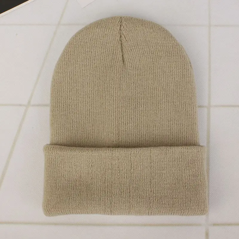 Для женщин мужчин унисекс, однотонный шапочки кепки осень зима флуоресценции манжетами плотная вязаная шапка Strechy капот повседневное хип