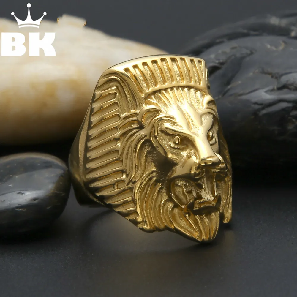 Золотое мужское Золотое кольцо с головой льва дизайн 316L из нержавеющей стали мужское кольцо байкер мужские ювелирные изделия