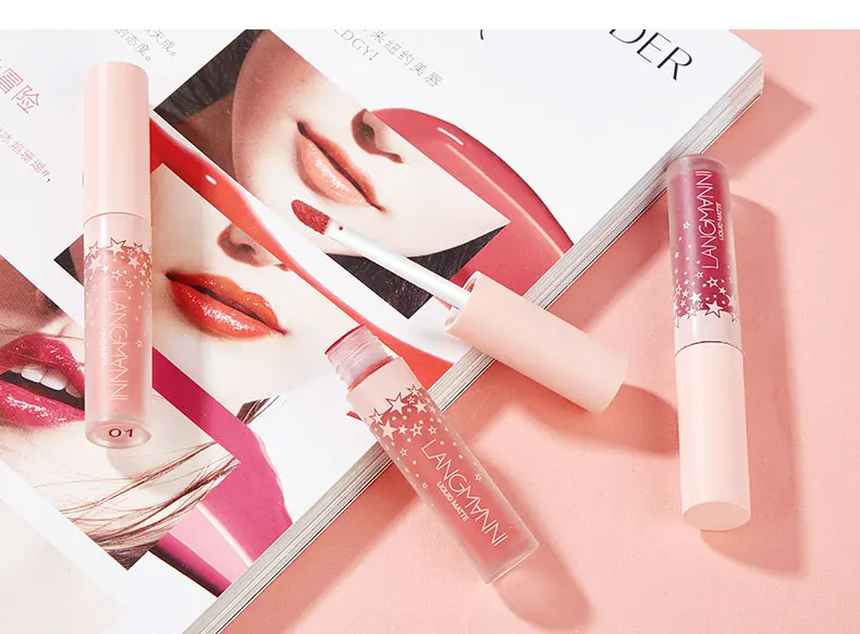 Batom à Prova Líquido de Veludo Kit de Maquiagem Langmanni Matte d' Água Sexy Hot Long-lasting Batom Mate Gloss Labial Conjunto 12 Pçs - Set 21 LANGMANNI 12 pçs set Matte Batom À