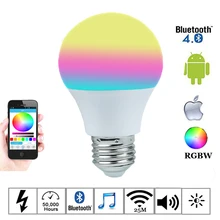 E27 Bluetooth Led Bulbs 4.5W RGBW Led Lamps 110V 220V Bluetooth 4.0 Smartphone Controlled Lamp Color Changeable For Home Hotel