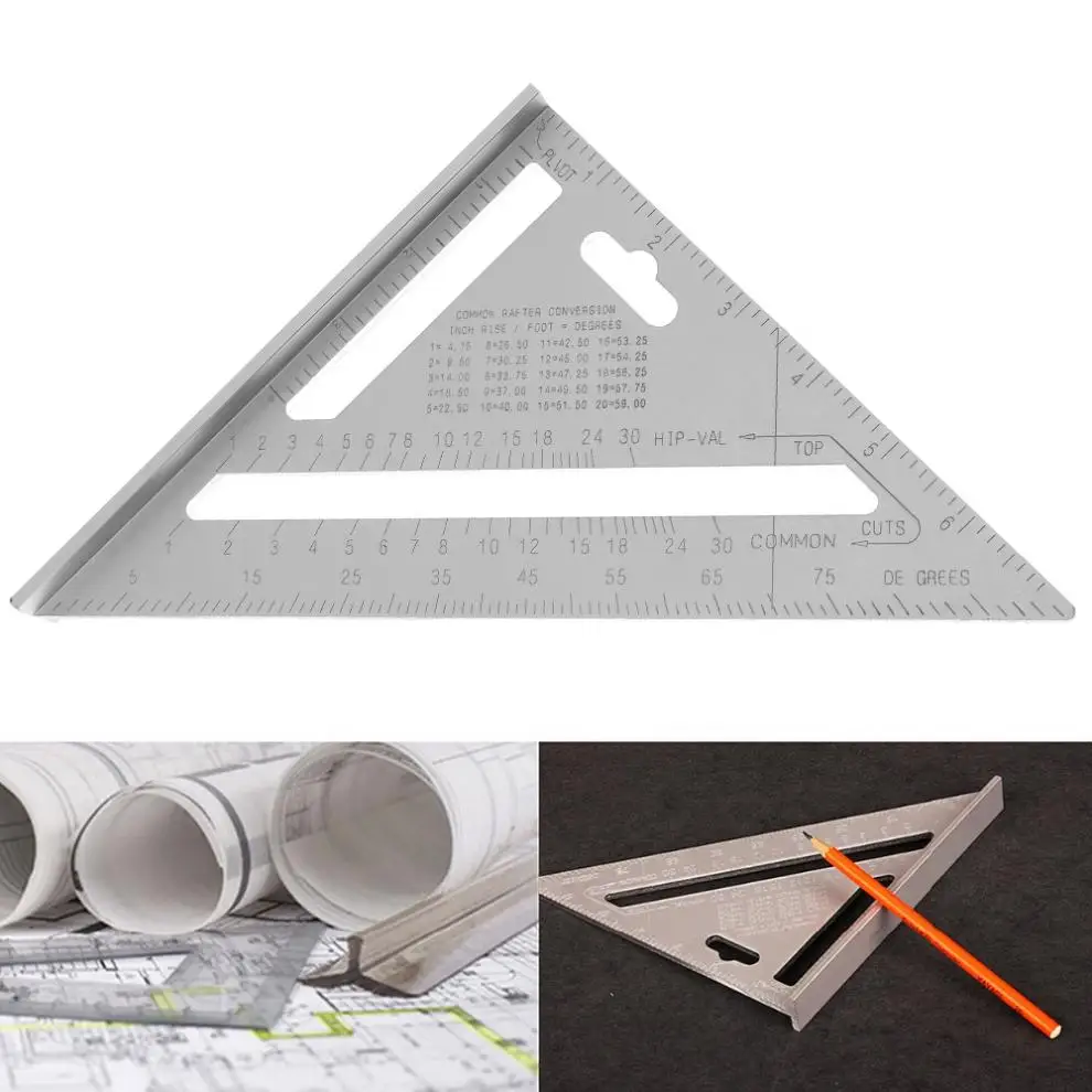 

7 Inch Aluminium Alloy Triangle Angle Protractor with 0.1 Accuracy and 1 Scale Value for Industrial Measurement