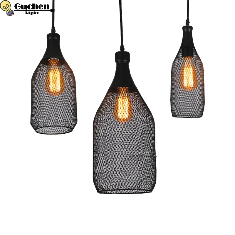 

Modern Pendant Lights Hanging Cage lampshade Vintage Led Lamps Bulb E27 Industrial Loft Retro Dining Room Restaurant Bar Counter