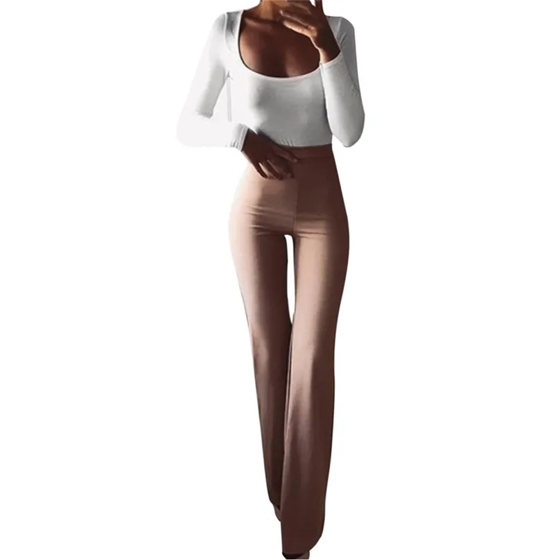 Женские модные однотонные эластичные леггинсы брюки с колокольчиками зимние брюки женские брюки Женские панталоны para mujer 4FN - Цвет: Pants  Capris