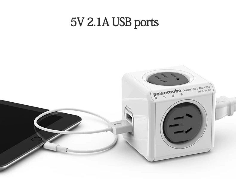 Allocacoc Original Smart Home Electronic Plug powercube Power Strip Socket Charging USB 4 Sockets Interface Extension Australia