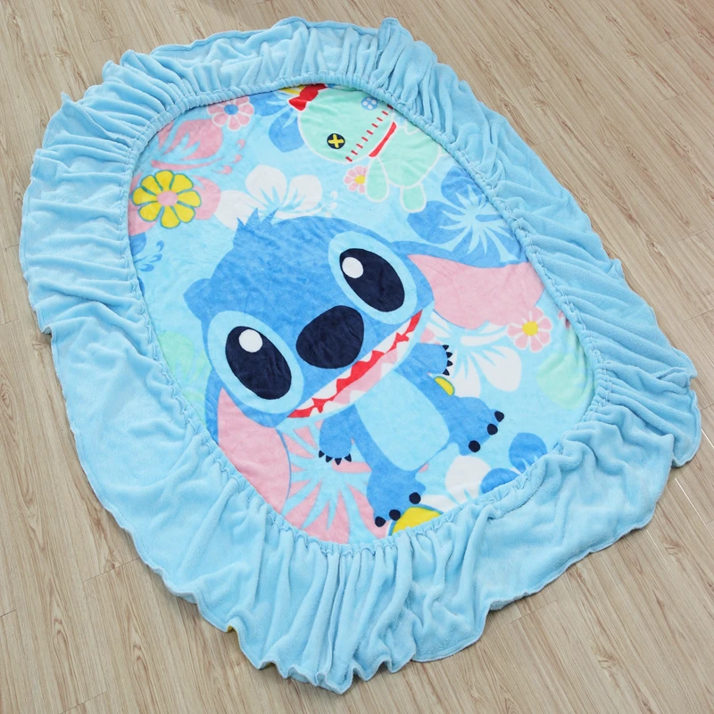

Disney Stitch Flannel Fitted Sheet with an Elastic Band Bed Sheets Linen Bedspread Polyester Mattress Cover Single cubrecamas pa