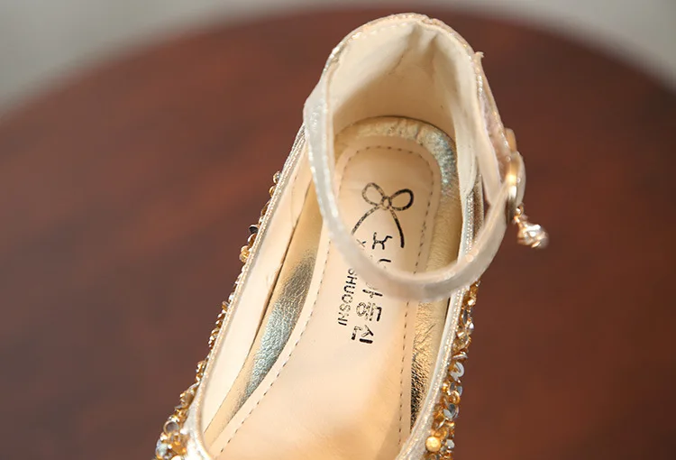 Weoneit/детская обувь с блестками; Enfants; детская Свадебная обувь принцессы на низком каблуке для маленьких девочек; Праздничная обувь для девочек; цвет розовый, серебристый, золотой