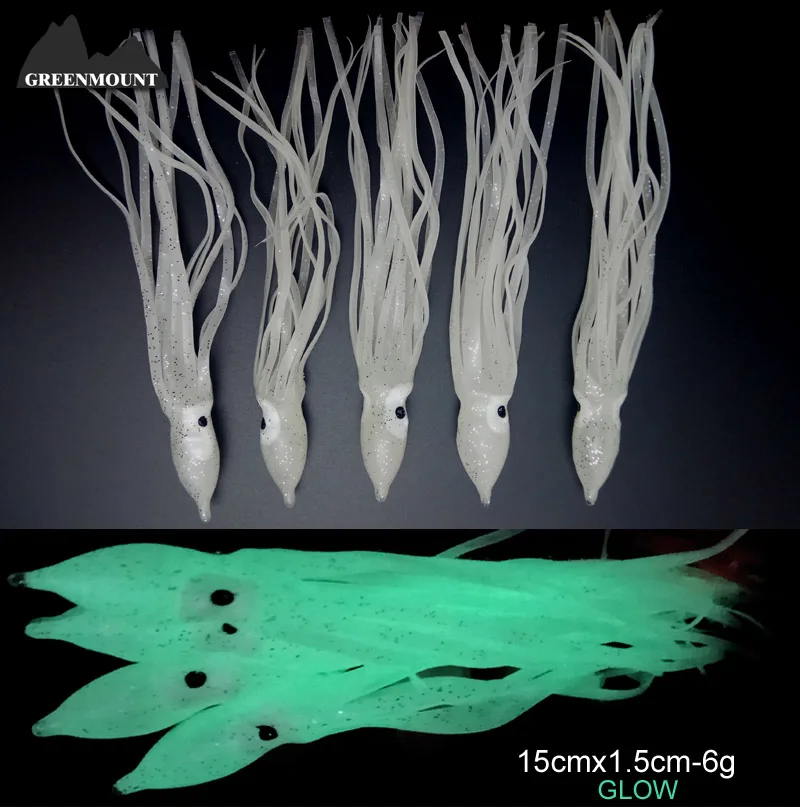 

10piece/lot Glow fishing lure soft octopus baits 15cmx6g