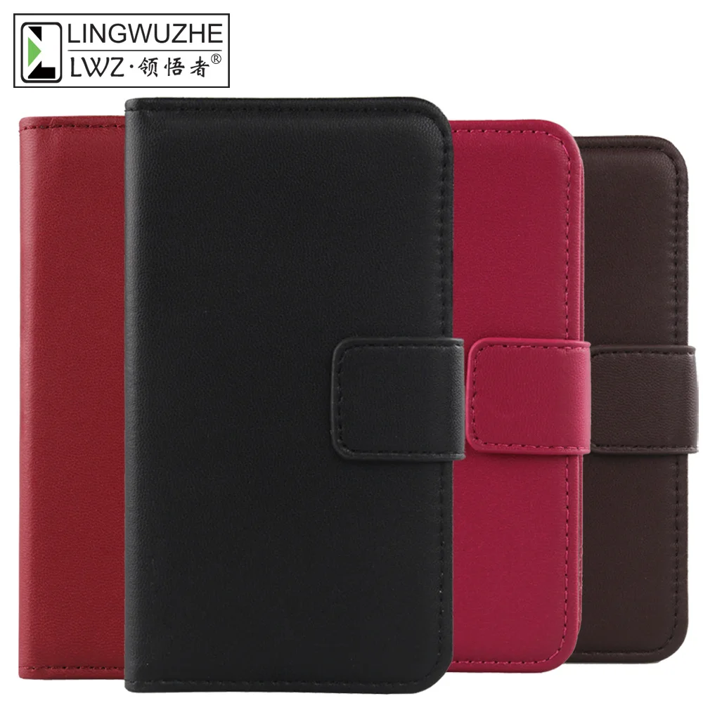 

LINGWUZHE Genuine Leather Case Flip Wallet Design Mobile Phone Cover For Alcatel Pop 4 7070X 4G 6"