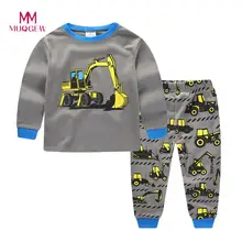 Новинка года; Модный комплект одежды для маленьких мальчиков; хлопковый топ с длинными рукавами и круглым вырезом и принтом «Трактор»+ брюки; одежда для малышей
