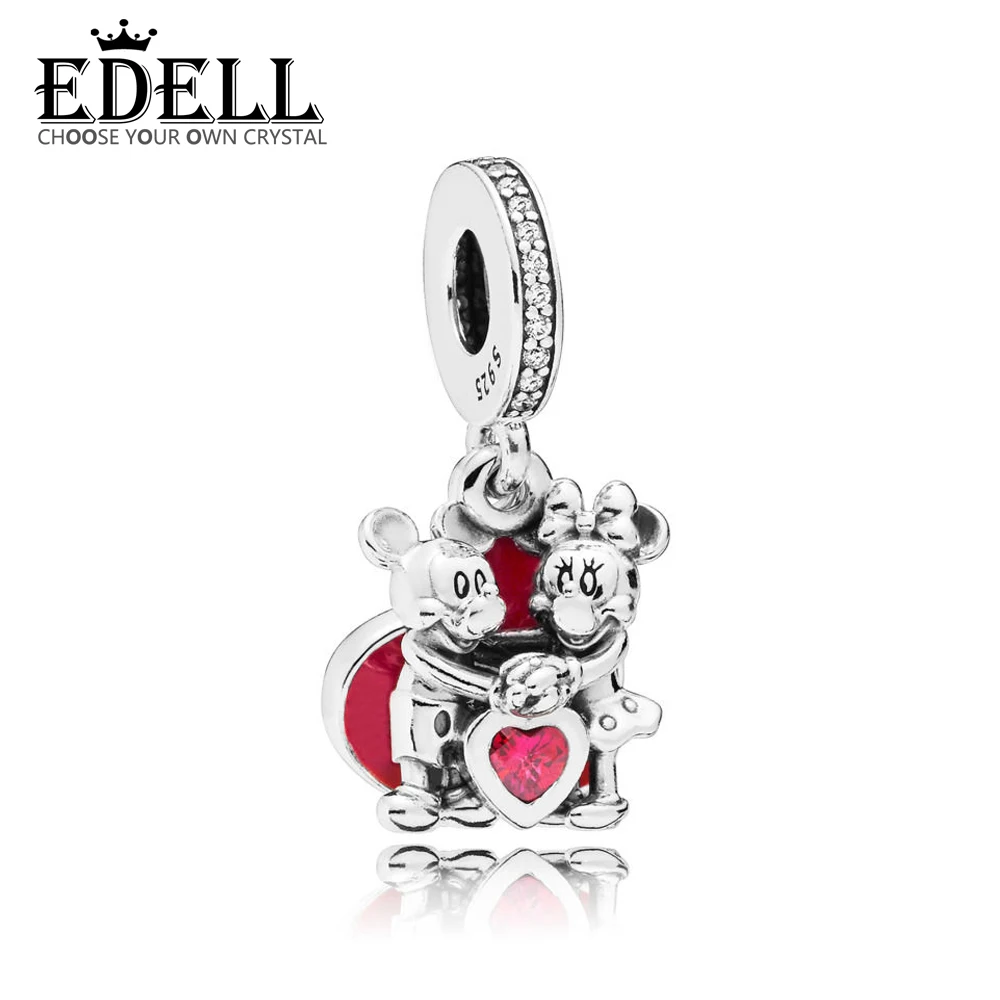 

EDELL 100% 925 Sterling Silver Charm With Love Hanging Charm Pendant DIY All Bracelets Original Fashion Jewelry 797769CZR