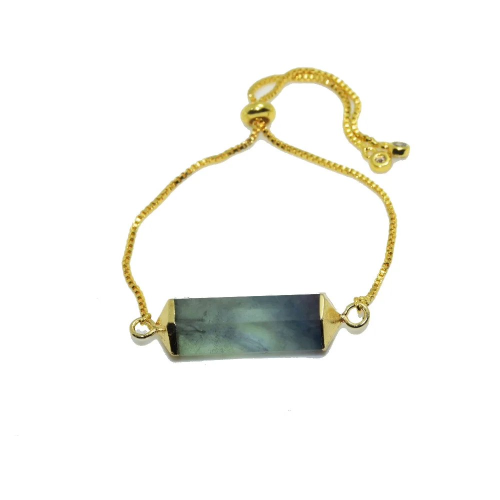 Фиолетовый зеленый граненные драгоценные камни кулон шестиугольный браслет колонна Кристалл кварц Природный Флюорит разъем браслет для женщин