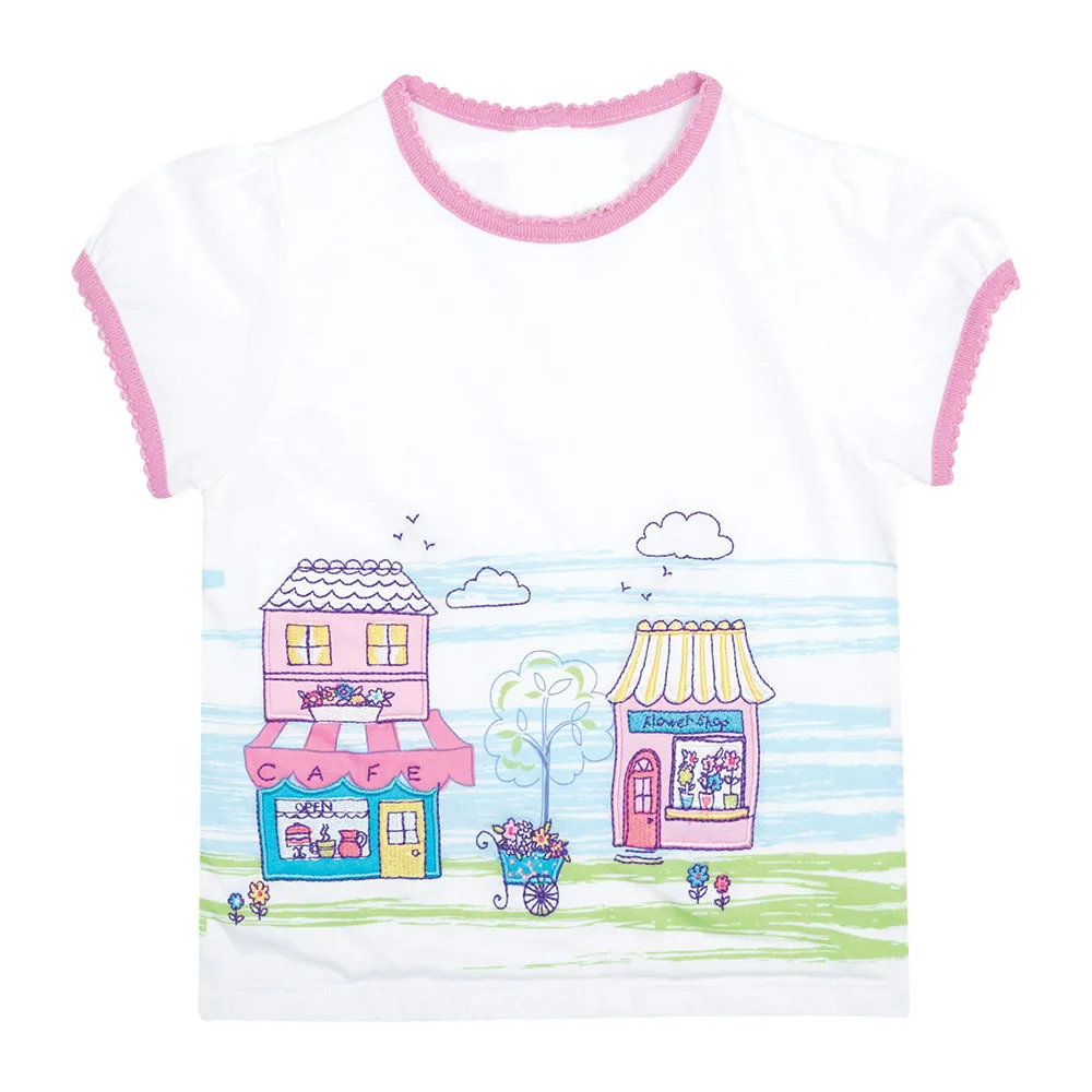 Little Maven/Новинка; летняя модная одежда для девочек; брендовая хлопковая качественная трикотажная Детская футболка с круглым вырезом и принтом - Цвет: White