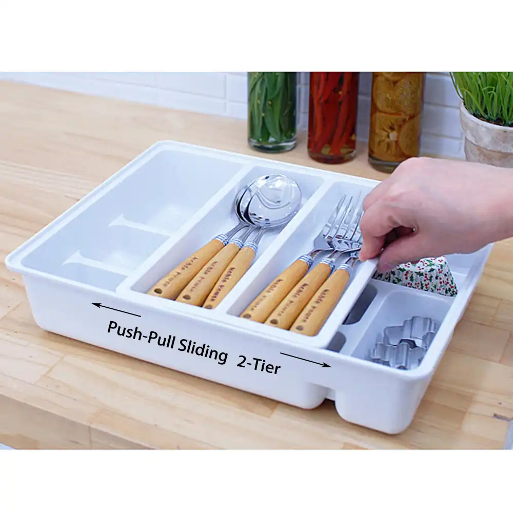 Detail Feedback Questions About Kitchen Drawer Dividers Cutlery Tray Detail Feedback Questions About Kitchen Drawer Dividers Cutlery Tray Sliding 2 Tier Plastic Organizer For Utensils Colorful On Aliexpress