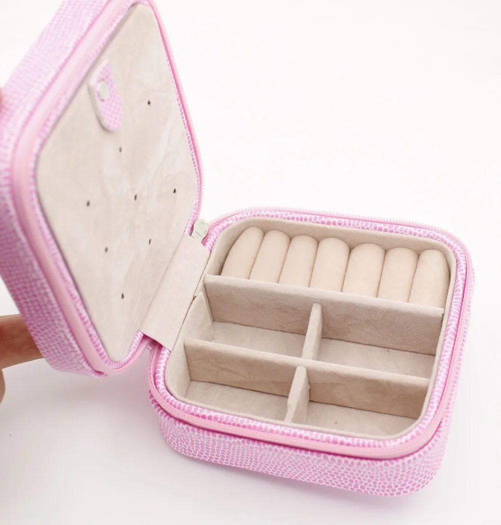 

Faux Leather PU pink Jewelry Storage Box Holder Organizer Display