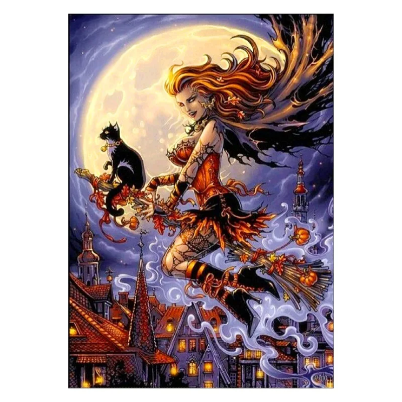 5D halloween diy diamond painting cross stitch kit Full Round Resin
