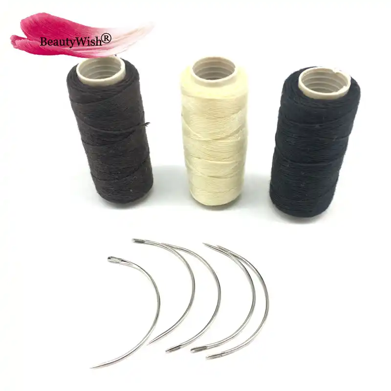5pcs Hair Weaving Needles 1 Roll Thread Set Small Type 60mm Long