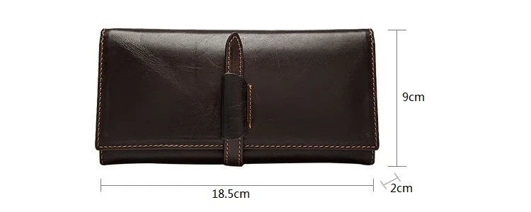 MJ Men's Genuine Leather Wallet Bi-Fold Real Leather Long Wallet for Men Quality Card Holder Male Purse Coin Pocket Dark Coffee (2)