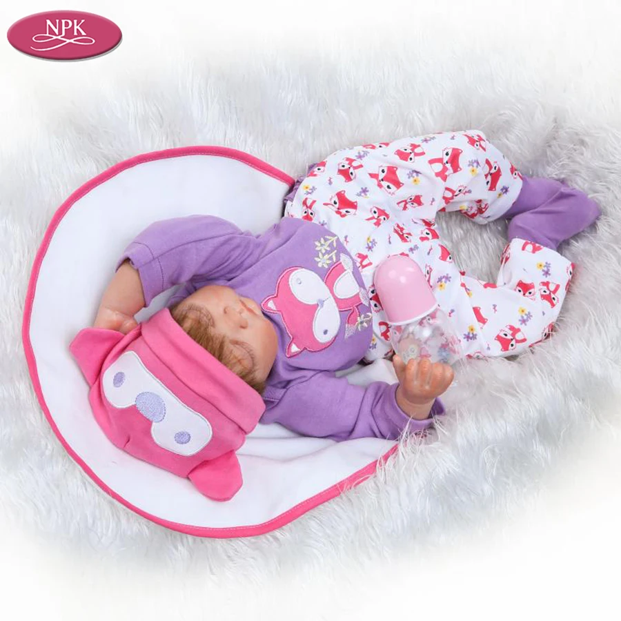 NPK 55CM Silicone Simulation Newborn Baby Reborn Dolls Soft Cloth Body Realistic Babies Girl Kids Doll Toys Magnetic Pacifiers (3)