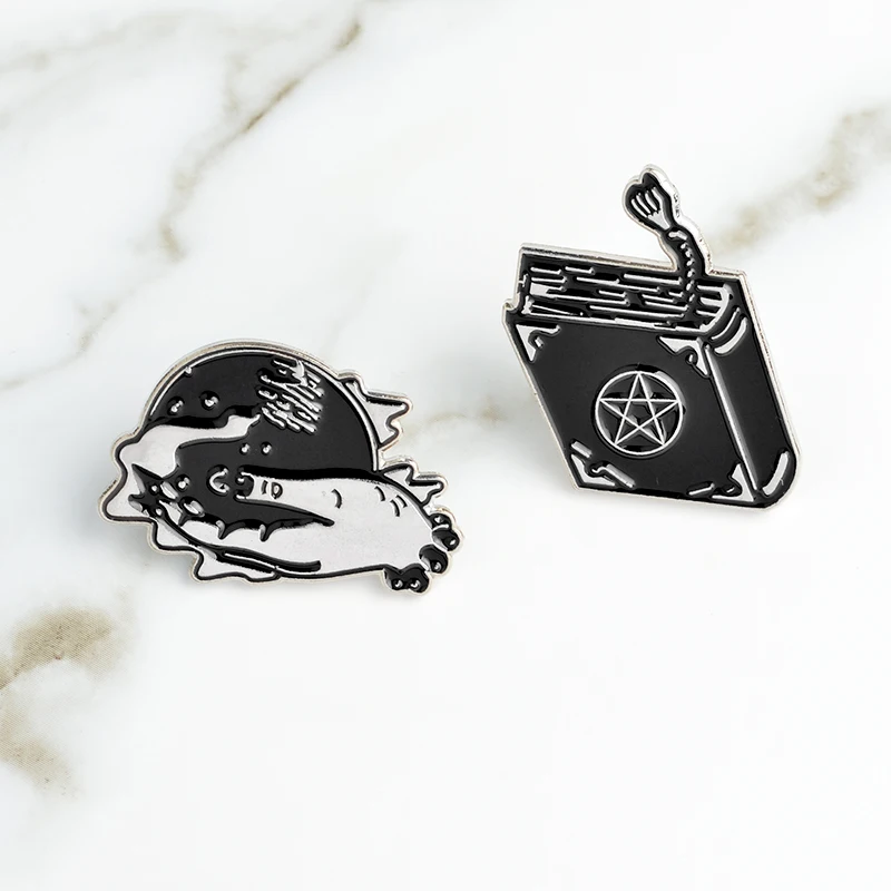 

Hand With Crystal Ball Magical Book Pin Punk pin Brooch Enamel pin Badge Backpack Bag Jacket Accessories Men Women Brooch