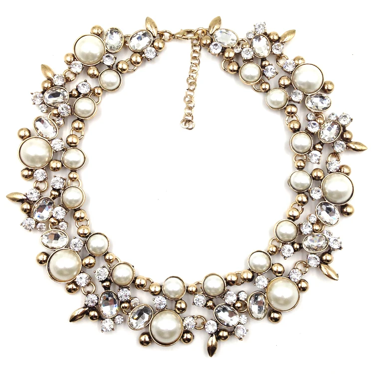 2016 Z fashion necklace collar Necklaces Pendants crystal costume statement necklace choker simulated pearl pendant NecklacesNHJJ0137