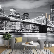 Beibehang обои для гостиной городской фотографии черный и белый Нью-Йоркский мост пейзаж архитектура фрески 3d обои