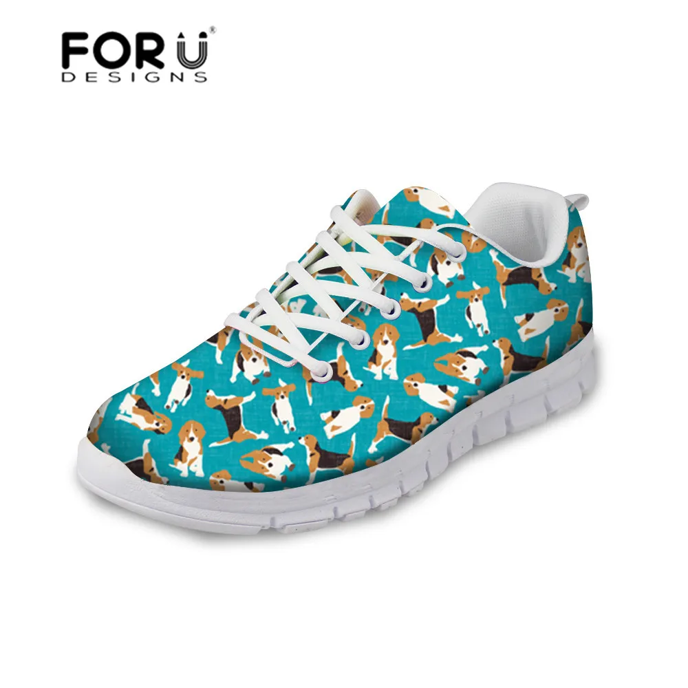 

FORUDESIGNS Women Flats Shoe Beagles Pet Dog Printing Casual Sneakers Brand Designer Shoes Platforms for Girls Lightweight Mesh