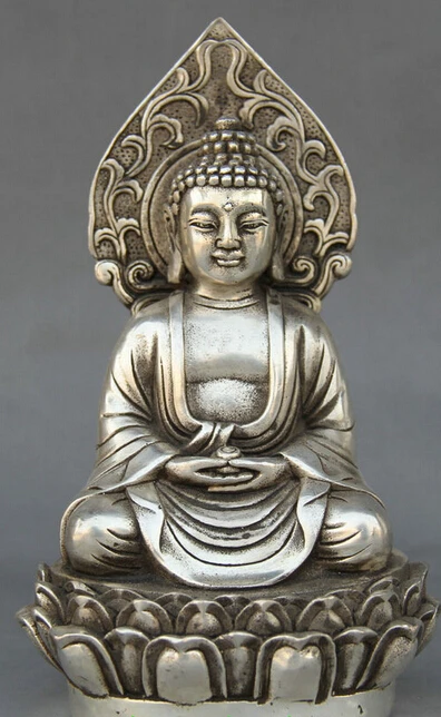 

Tibet Tibetan Buddhism Silver Sakyamuni Shakyamuni Amitabha Buddha Seat Statue S0706 Discount 35%