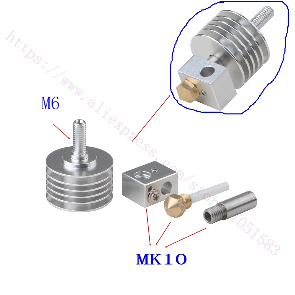 NEW DIY 3D Printer Universal Hotend w MK10 nozzle for 1 75MM Makerbot MK8 MK9 extruder
