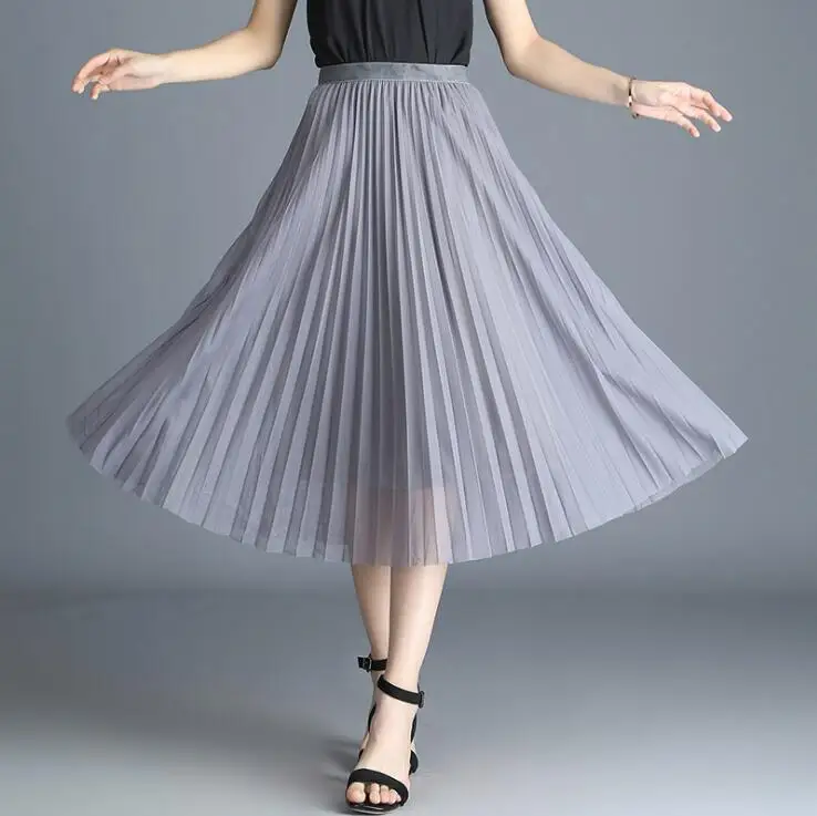 Cintura Fiesta blanco Sólido Alta Elegante Faldas Colo 5 Elástico marrón Mujeres Negro gris Plisada Envío 2018 Falda Gasa Del Verano De Maxi Larga Tamaño az47v4qg