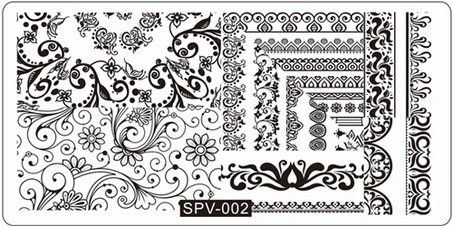 SPV штамповки для ногтей пластины кружева цветок животный узор ногтей штамп штамповка шаблон и форма для ногтей трафаретные гвозди инструмент - Цвет: SPV02