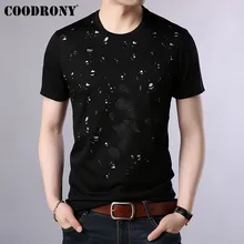 Брендовая мужская футболка COODRONY, летняя повседневная футболка с коротким рукавом и круглым вырезом, Мужская футболка с рисунком рыбы, мягкая хлопковая Футболка Homme S95080