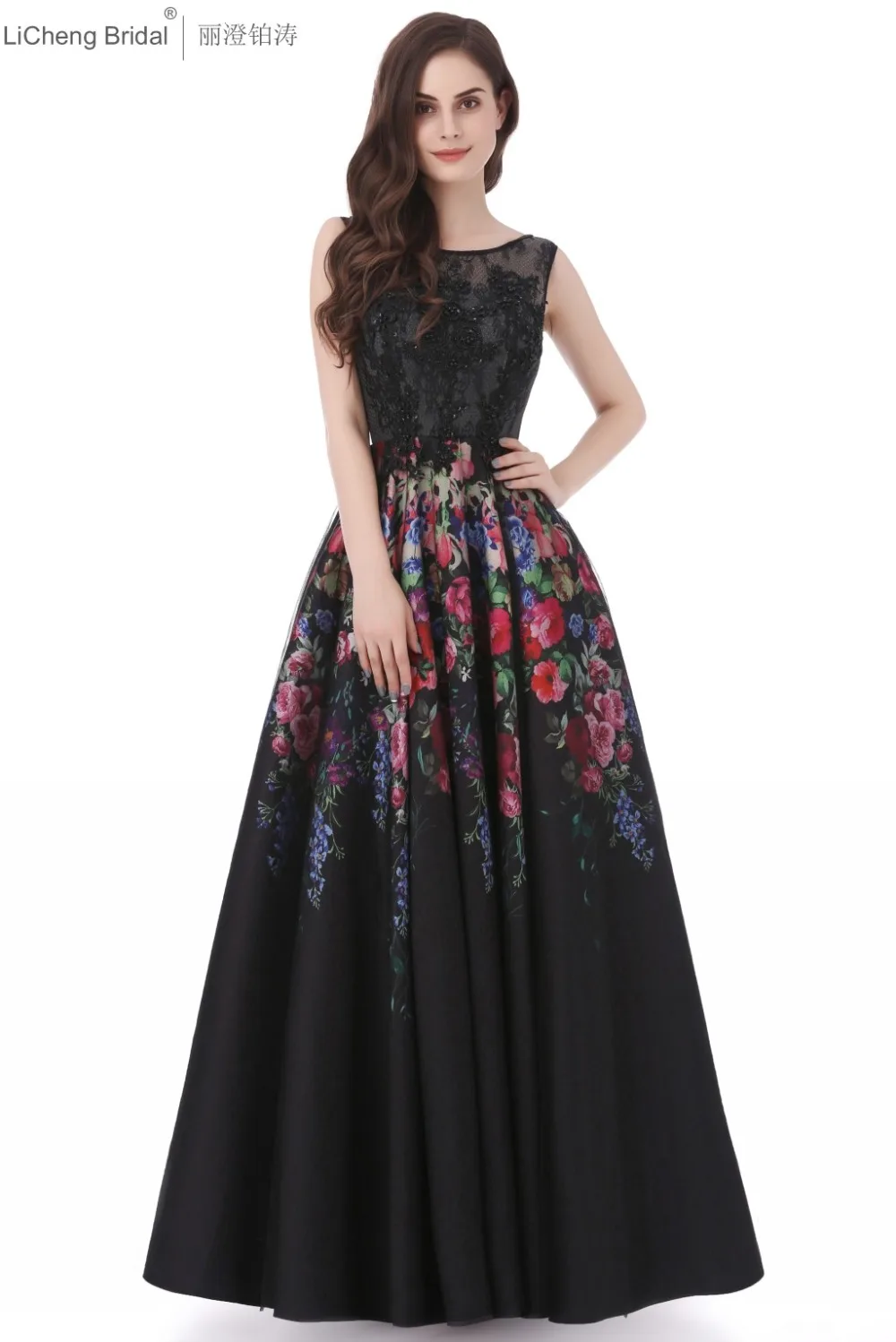 Дешевые цветочные Аппликации Платье невесты открыть назад-Line тюль лонг 2017